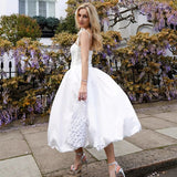 Tube Solid Frill Midi Dress-Outfit