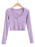 Rib Knit Long Sleeve Crop Top- Outfit