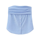 Zingj New Pleated Buckle Decorative Elastic Poplin Bra Top 4661008 211-0-Outfit