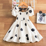 Fancy Pretty Girl Colorful Dots Dress Birthday Party Princess Dress Lace Ball Gown Elegant Dress Casual Dress Size