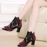Summer New Large-Size Mesh High Heel High Heel High Heel High Heel Fish Mouth Fashion Women's