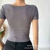 Zingj New Spring And Summer Slim Short Sports Short-Sleeved T-Shirt Women's Solid Color Fitness Stretch Running Yoga
