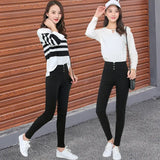 black Pants Pencil Trousers 2018 Spring Fall Button pocke Pants Women Slim Ladies Jean Trousers Female High Waist