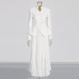 Temperament Elegant Style Suit 2025 New Collar Embroidered High-Rise High-Rise 100-Folded Skirt
