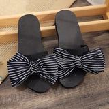 women Bohemia Floral Beach Sandals Striped bow Slippers Flip Flops For Women Summer slippers 3CM High heel