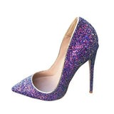 Glitter Shiny Women Shoes High Heel 12 cm Stilettos Pointed Toe Women Pumps Chaussure Femme Talon Sexy LF001