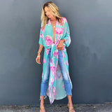 Striped White Chiffon Tunic Long Kimono Plus Size Sexy Beach Wear Summer Clothing For Women Tops and Blouses Shirts