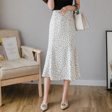 2021 New Women Chiffon Polka Dot Medium Mermaid Skirt Casual Spring Summer Female High Waist Black White