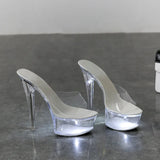 Light Up Glowing Shoes Woman Luminous Clear Sandals Women Platform Shoes Clear High Heel Transparent Stripper Wedding