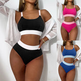 2025 New Solid Color Sling Belt Split High-Rise Triangle Lady Sexy Hot Spring Bikini