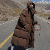 Real Shoot New Cotton-Padded Clothes In Winter Long Over The Knee Down Cotton Jacket Korean Version Loose And Thick Hooded Cotton-Padded Jacket Coat-Outfit