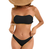 2025 New Solid Fashion Sexy Breast-Wearing Bikini Split Lady Swimsuit
