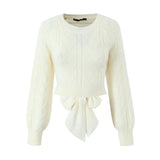 New Street Style Open-Back Knitted Sweater In Autumn Is Tied With A