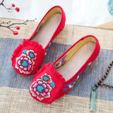 Zingj Embroidered Single Shoes Cloth Shoes Oxford Soft Sole Walk Casual Dance Shoes Square Dance