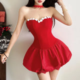 Winter Women's New Fashion Hottie Bump Color Palming Body Splicing Flower Boobs Dress