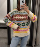 Colorful Jacquard Knitted Sweater- Outfit