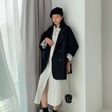Women Minimalist Solid Outwear Loose Elegant Retro Official Fashion High Street Feminine All-match Spring