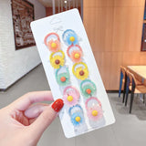 New Girls Cute Cartoon Flower Small Scrunchie Kids Ponytail Hair Tie Elastic Hair Bands Fashion Hair Accessories