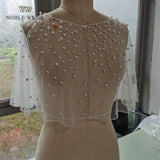 Pearls Tulle wedding Shawl satin bolero jackets for Bridal Party Coat Bridal Wrap Custom