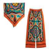 Printed Wide Leg Pants Women High Waist Baggy Pants Woman Fashion Summer Y2k Streetwear Casual Pants Set Women's