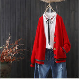 spring new knit jacket women loose wild knit cardigan literary fan outer sweater