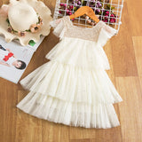 Girl Summer Princess Dress Mesh Chiffon Cake Layers Tutu Outfit Birthday Party Dresses Children Clothing Casual
