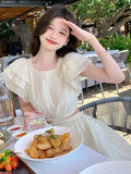 Hollow Out Midi Dresses for Women 2023 Summer New Elegant Party Prom One Piece Fashion Beach Holiday Vestidos Female