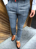 Autumn New Business Casual Striped Printed Pencil Pants For Men Mid Waist Long Pants Streetwear Fashion Men's Slim