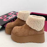 Boots Women 2025 Winter New Super Fire Retro Plus Velvet Small Thick Bottom Leisure Warm Snow Boots