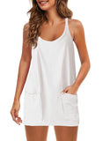 Summer Solid Sleeveless Dress Fine Shoulder Strap Vest Skirt Sports Skirt