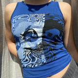Vintage Y2K Sexy Skinny Cropped Tank Top 90s Women Sleevless Slim Fit Vest Summer Sweats Tees E-girl Harajuku
