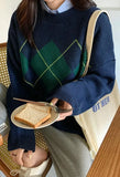 Vintage Argyle Pullover Sweater- Outfit
