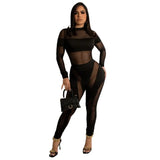 Color Rompers Women Sexy Sheer Mesh See Through Skinny Jumpsuits 2022 Summer Sleeveless Night Club Party One Piece