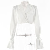 Double Layer Jackets for Women Autumn 2021 Coat Long Sleeve Vintage Casual High Street Cropped Blazer Women