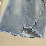 Zingj Autumn Dress New Show Thin Irregular A-Line Skirt Tall Waist Large Size Fat Mm Medium Long Denim Skirt Woman-Outfit