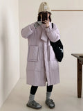 Scarf Long Down Jacket Female 2024 Winter Korean Sweet Thick Pocket Over The Knee White Duck Down High-End Coat-Outfit