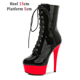 Custom Colors 8 Inch High Heel Platform Pole Dancing Ankle Boots Women Shoes Sexy High 17 20 CM Nightclub Zipper Lace-up