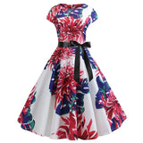 Women Summer Dress Vintage Floral Print Rockabilly Dress Robe Femme Sundress Vestidos 2022 Polka Dot Party