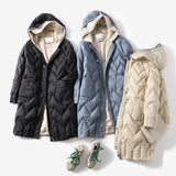 2024 Autumn Winter Korean Version Loose Down Jacket Women's Korean Version Hooded Loose Coat In The Thick Knit Cap White Duck Down-Outfit