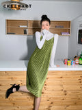 Green Velvet Long Spaghetti Strap Dress For Women 2022 V Neck Long Midi Slip Elegant Dress Spring Celebrity