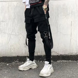 Fashion Brand Overalls Men's Personality Ribbons And Feet Korean Version Of The Trend Loose Street Hip-Hop Harlan