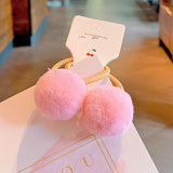 Pcs/lot Small Solid Double Fur Ball Elastic Hair Bands For Cute Girls Boutique Hair Ropes Ties Headwear Kids Hair