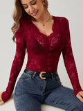 2025 New Sexy Single-Layer Flower Lace Fan Decoration Bottom Shirt
