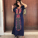 Black Oversize V Neck Moroccan Kaftan Beach Dress Plus Size Women Summer Half Sleeve Side Split Midi Dress Tunica