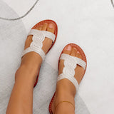 Zingj Slippers Female 2024 Summer Soft Bottom Wear A Line Diamond Beach