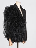 Personality Suit 2025 Autumn New Fashion Splicing Mesh Flounces Small Suit Coat