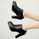 Mouth Single Shoes 2023 Autumn Korean Version Pointed Thick Heels For Ladies Waterproof Platform Size 40-43 Women's