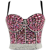 Handmade Sequin halter bustier corset crop top women summer indie tank party y2k top clubwear Cropped tube womens tops