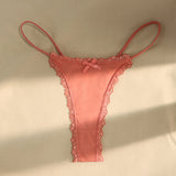 Sports Thin Sexy Lace Thongs Breathable Traceless Women's Underwear Low Waist Cotton Crotch Bow Panties Seamless