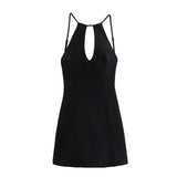 Spring Style Buckle Dress With Collar And Bare Back Slim Sexy Dress